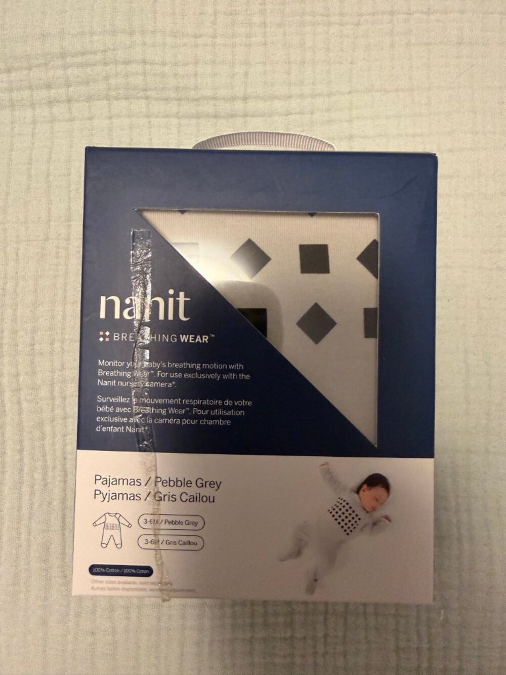 Nanit Breathing Wear Pajamas Set 3-6M + 6-9M NWT Pebble Grey